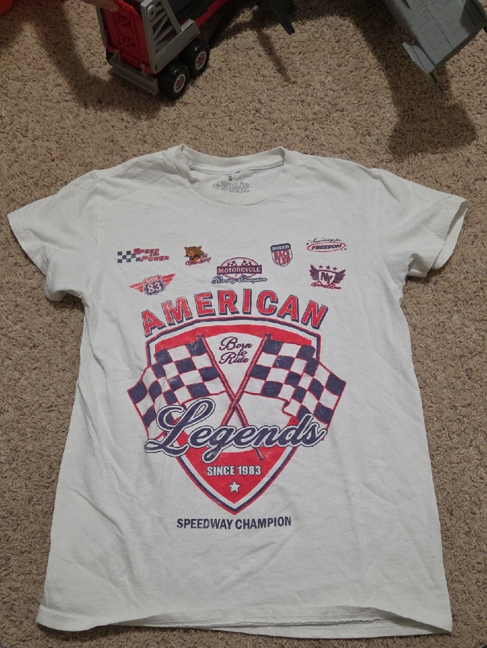 American Legends Racing Graphic Tee - White with Red & Navy